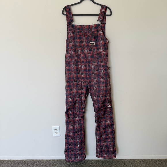 Burton Pants - Burton Red and Black Plaid Snow Bib Overalls